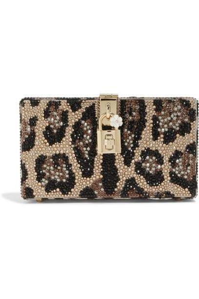 Dolce & Gabbana - Dolce Box Crystal-embellished Acrylic Clutch - Leopard print cover image