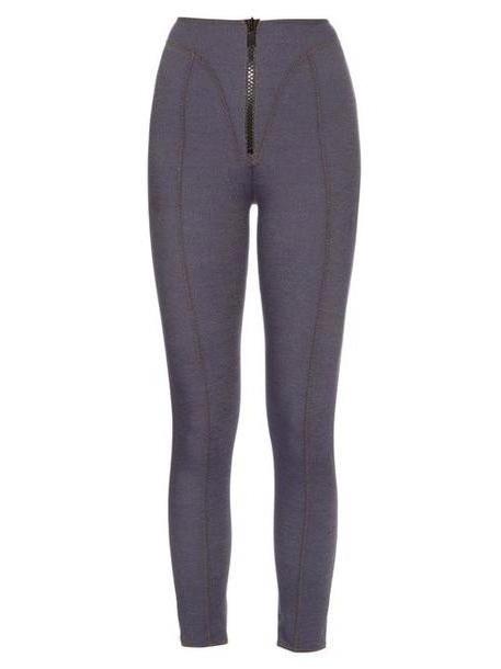 Lisa Marie Fernandez - Yoke Zip Front High Waisted Leggings - Womens - Dark Denim cover image