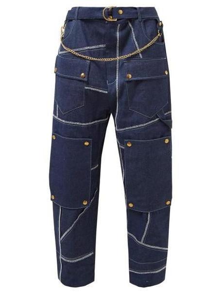 Symonds Pearmain - Belted High Rise Denim Utility Trousers - Womens - Denim cover image
