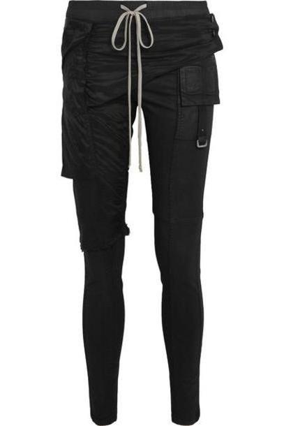 Rick Owens - Memphis Shell-paneled Coated Stretch-denim Leggings - Black cover image