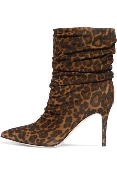 Gianvito Rossi - Cecile 85 Leopard-print Suede Ankle Boots - Leopard print cover image