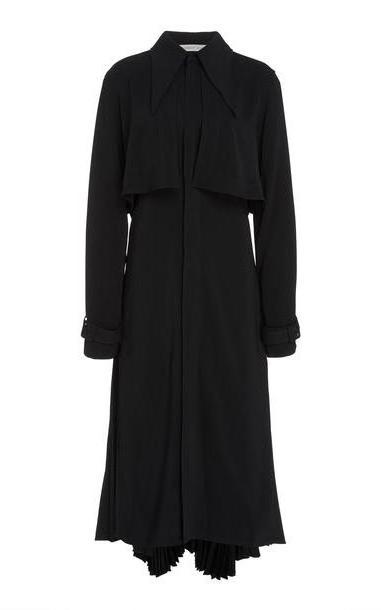 Silvia Tcherassi Pleated Gerarda Gabardine Trench Coat in black cover image