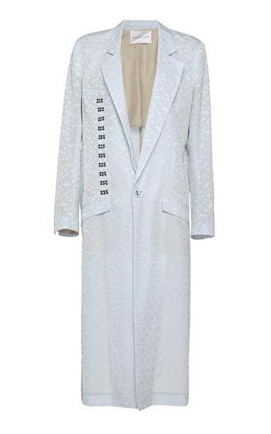 Olivier Theyskens Turel Single-Breasted Brocade Coat in blue cover image