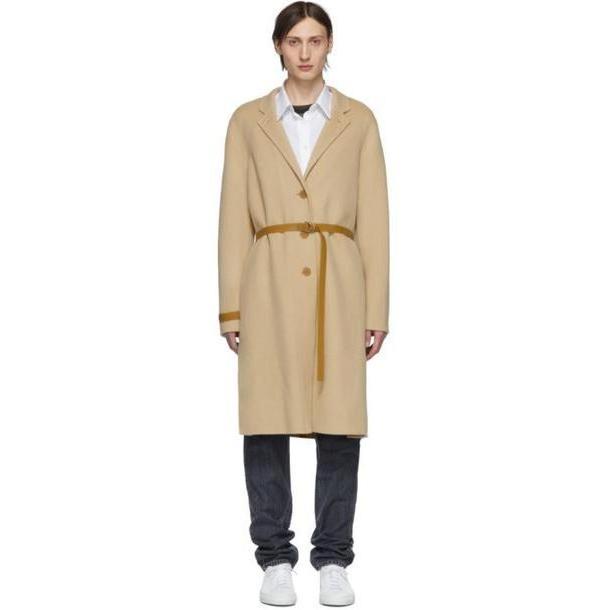 Helmut Lang Beige Double Lapel Coat cover image