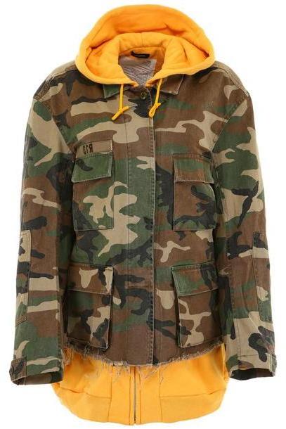 R13 Camouflage Jacket With Hoodie in yellow cover image