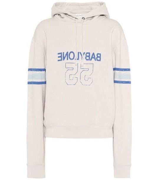 Saint Laurent Printed cotton hoodie in grey cover image