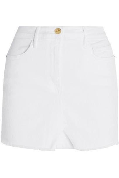FRAME - Le Mini Distressed Denim Skirt - White cover image