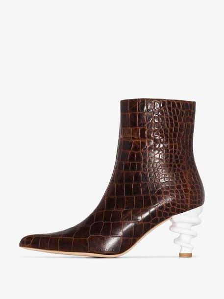 Kalda brown Island 70 Twisted Heel Snake-Effect Leather Boots cover image