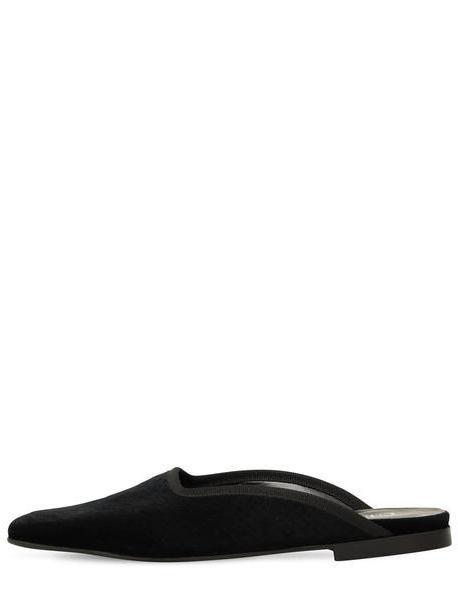 CHIARA BIASI 10mm Phython Embossed Velvet Mule Flats in black cover image