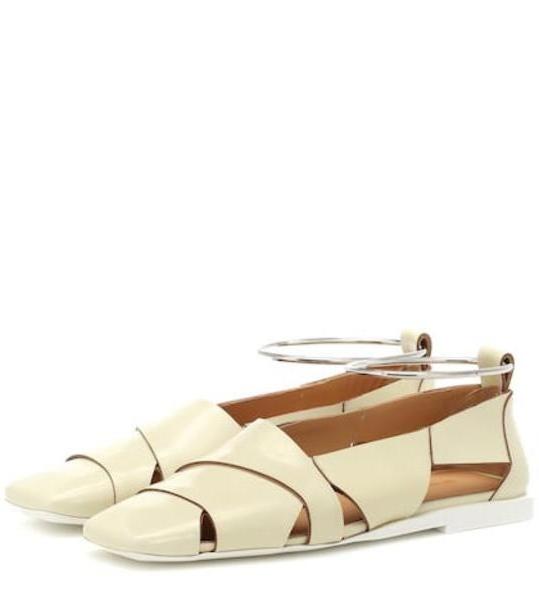 Jil Sander Patent leather ballet flats in beige cover image