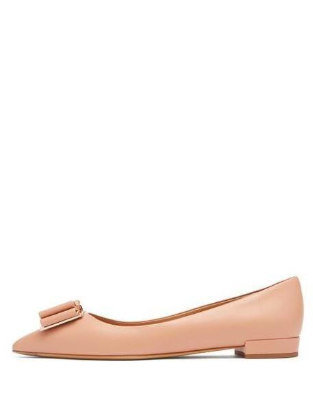 Salvatore Ferragamo - Zeri Leather Ballet Flats - Womens - Beige cover image
