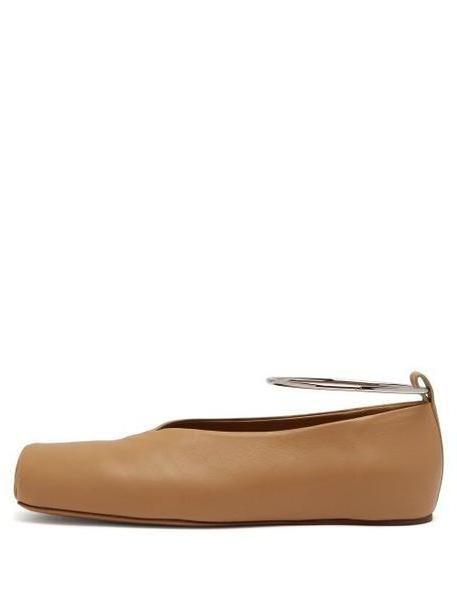 Jil Sander - Ankle Bracelet Leather Ballet Flats - Womens - Beige cover image