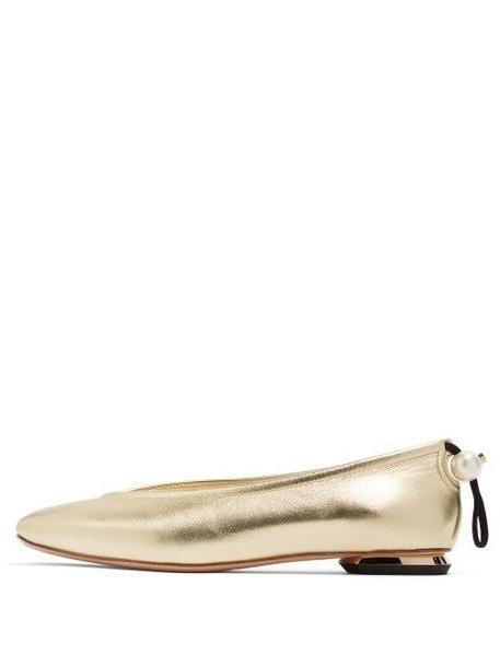Nicholas Kirkwood - Delfi Pearl Toggle Leather Ballet Flats - Womens - Light Gold cover image