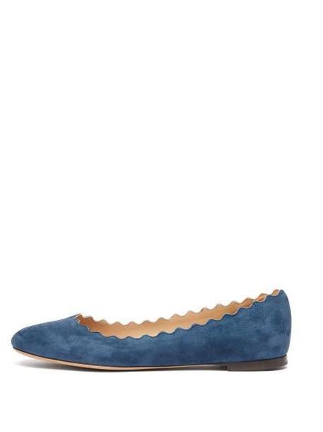 Chloé Chloé - Lauren Scallop Edge Leather Ballet Flats - Womens - Dark Blue cover image