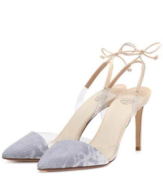Francesco Russo Snakeskin slingback pumps in grey cover image