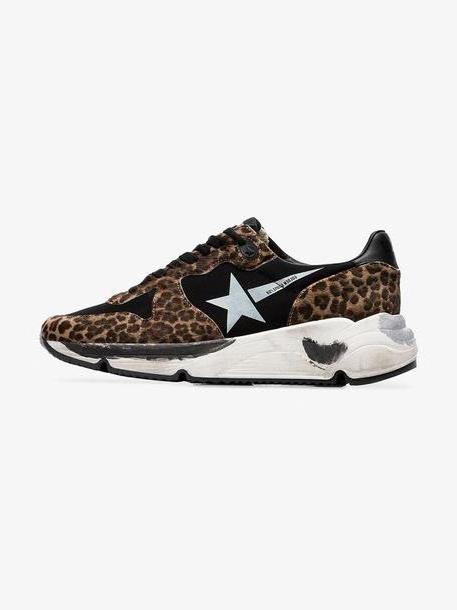 Golden Goose Deluxe Brand Golden Goose black Running Sole leopard print low-top leather sneakers cover image