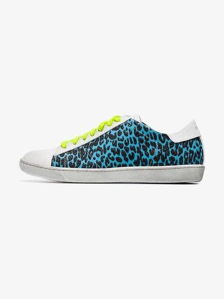 Amiri white Viper leopard-panel leather sneakers cover image