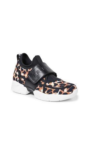 MSGM Velcro Running Sneakers in black / orange / leopard cover image