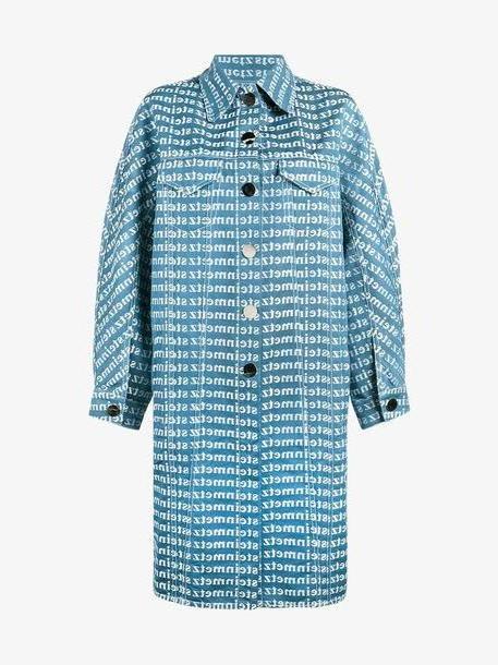 Faustine Steinmetz logo printed denim overcoat cover image