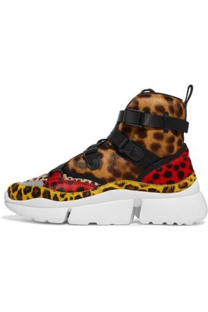 Chloé Chloé - Sonnie Leopard-print Calf Hair High-top Sneakers - Leopard print cover image