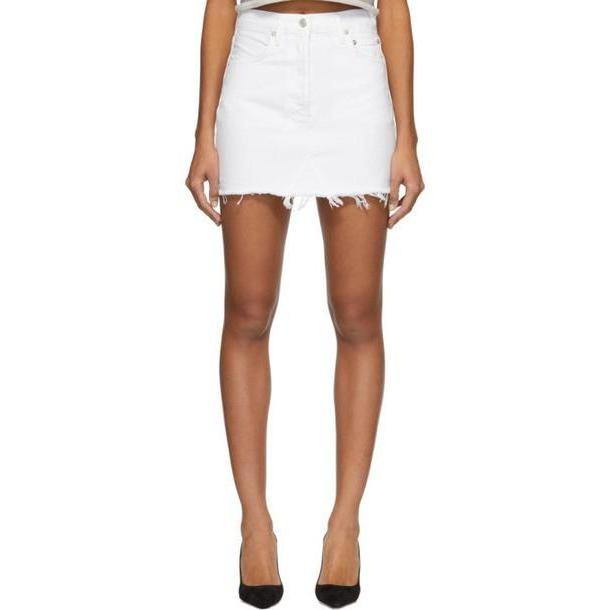 Agolde White Denim Quinn Hi Rise Miniskirt cover image