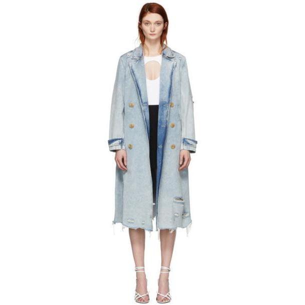 Alexander Wang Blue Denim Bleached Trench Coat cover image