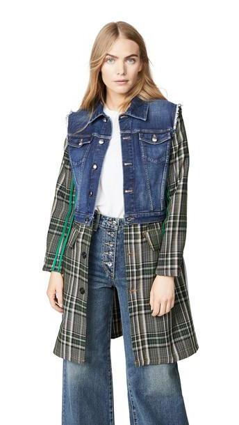 Sonia Rykiel Denim and Plaid Mixed Media Coat cover image