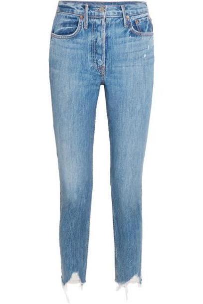 GRLFRND - Karolina Distressed High-rise Skinny Jeans - Mid denim cover image