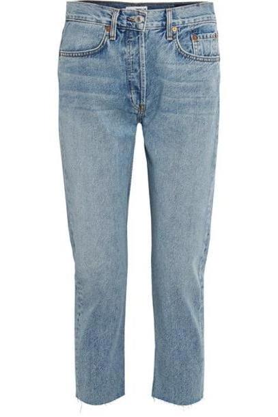 RE/DONE - Cropped Mid-rise Slim Boyfriend Jeans - Mid denim cover image