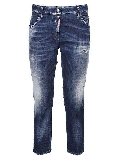 Dsquared2 Boyfriend Distressed Cropped Jeans in denim / denim cover image