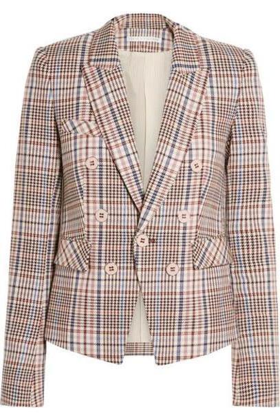 Veronica Beard - Diego Dickey Double-breasted Houndstooth Cotton-blend Blazer - Multi cover image