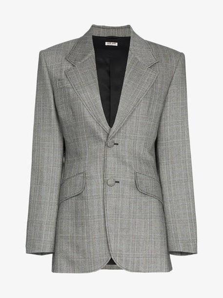 Miu Miu single-breasted Prince of Wales check print wool blazer cover image