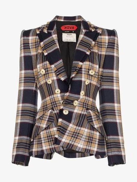 Ronald Van Der Kemp Check Print Fitted Wool Blazer cover image