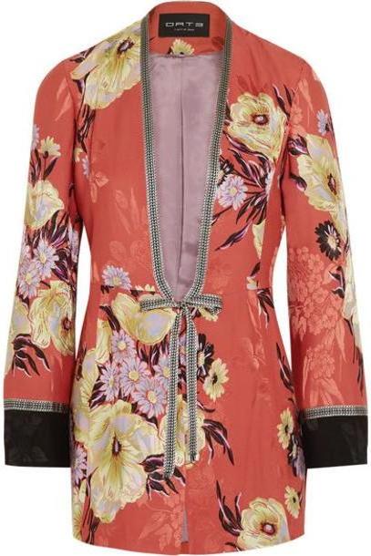 Etro - Floral-print Satin-jacquard Jacket - Coral cover image