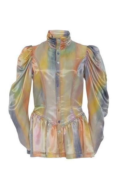 Sies Marjan Thea Printed Peplum Satin Jacket in multi cover image
