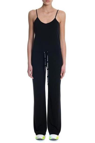 Dondup Black Jumpsuit With Logoed Drawstring cover image