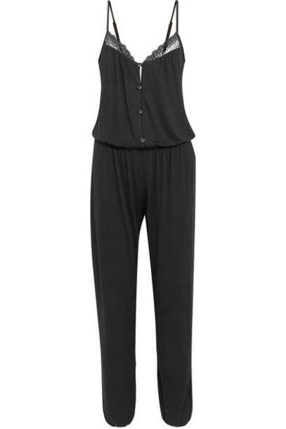 Eberjey - Lucie Lace-trimmed Stretch-modal Jersey Jumpsuit - Black cover image