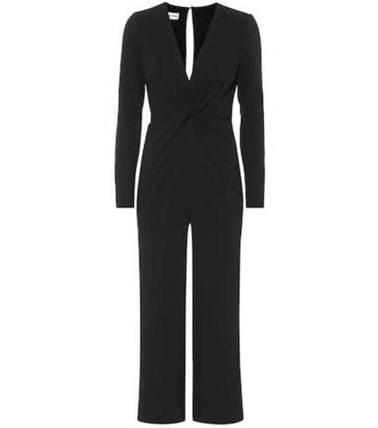 Self-Portrait Crêpe wide-leg jumpsuit in black cover image