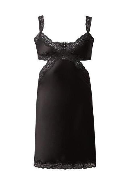 Stella Mccartney Lingerie - Clara Whispering Lace And Silk Blend Chemise - Womens - Black cover image