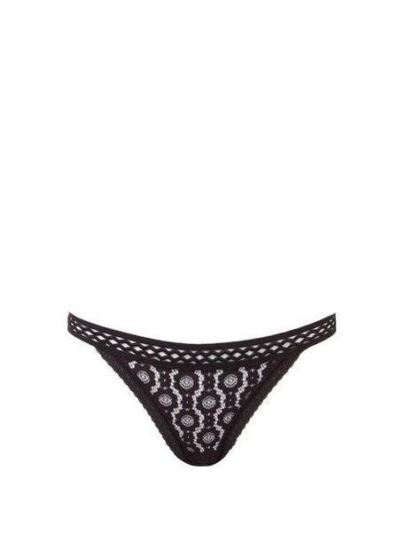 Stella Mccartney Lingerie - Mia Remembering Floral Lace Thong - Womens - Black cover image