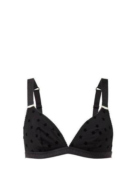 Stella Mccartney Lingerie - Betty Twinkling Star Flocked Triangle Bra - Womens - Black cover image