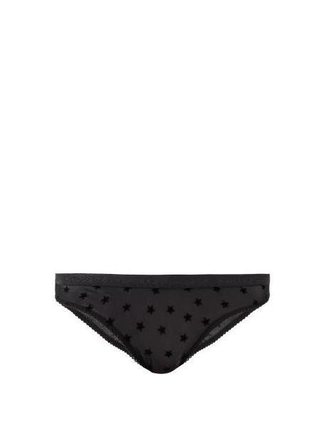 Stella Mccartney Lingerie - Betty Twinkling Star Flocked Briefs - Womens - Black cover image