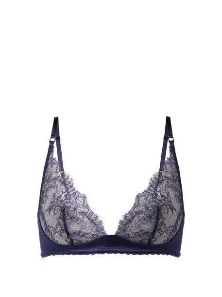 Stella Mccartney Lingerie - Gigi Giggling Lace And Silk Blend Bra - Womens - Navy cover image