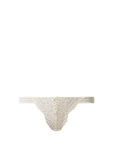 Stella Mccartney Lingerie - Isabel Floating Lace Thong - Womens - Cream cover image