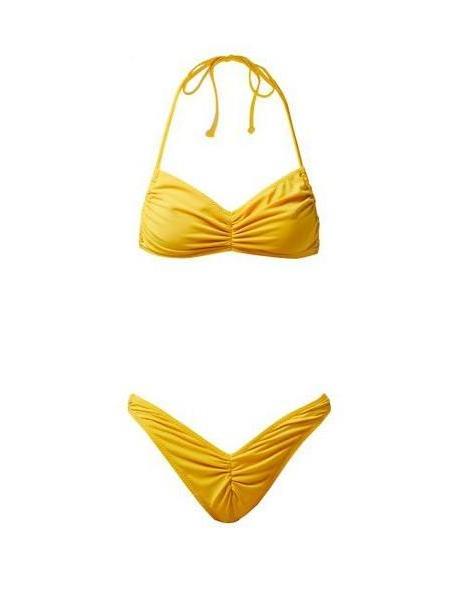 Norma Kamali - Butterfly Ruched Bandeau Bikini - Womens - Yellow cover image