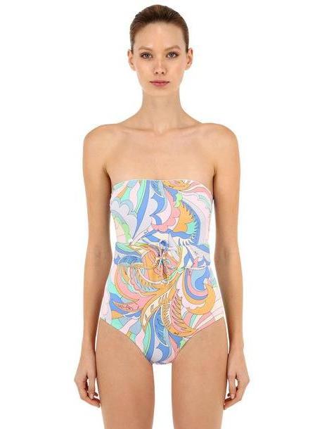 EMILIO PUCCI Printed Lycra One Piece Swimsuit in pink / yellow cover image
