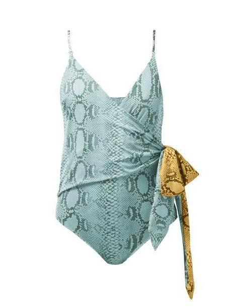 Stella Mccartney - Timeless Snake Print Wrap Swimsuit - Womens - Blue Multi cover image