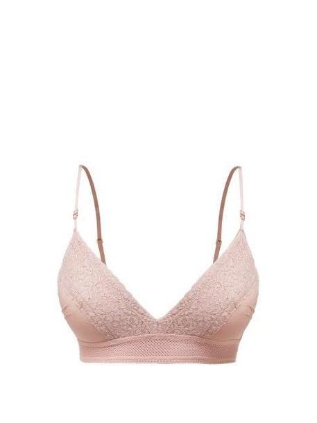 Stella Mccartney Lingerie - Rose Romancing Lace Covered Silk Crepe Bra - Womens - Light Pink cover image