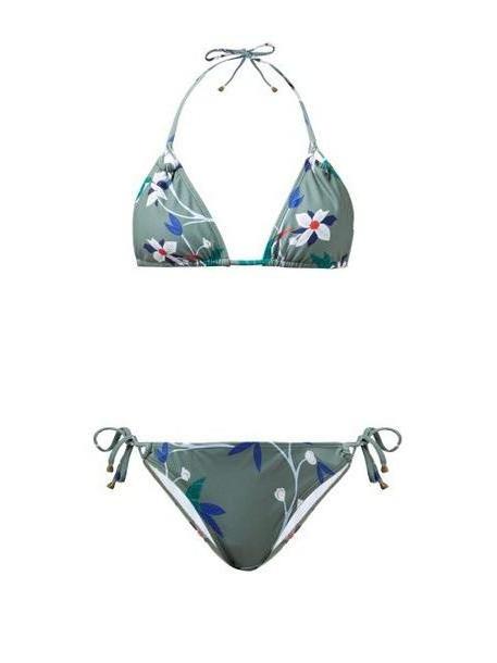 Thorsun - Alex Floral Print Triangle Bikini - Womens - Khaki Multi cover image