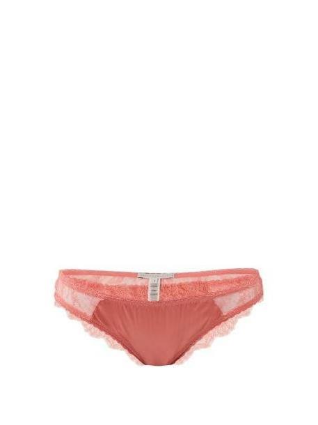 Stella Mccartney Lingerie - Gigi Giggling Silk Blend And Lace Briefs - Womens - Pink cover image